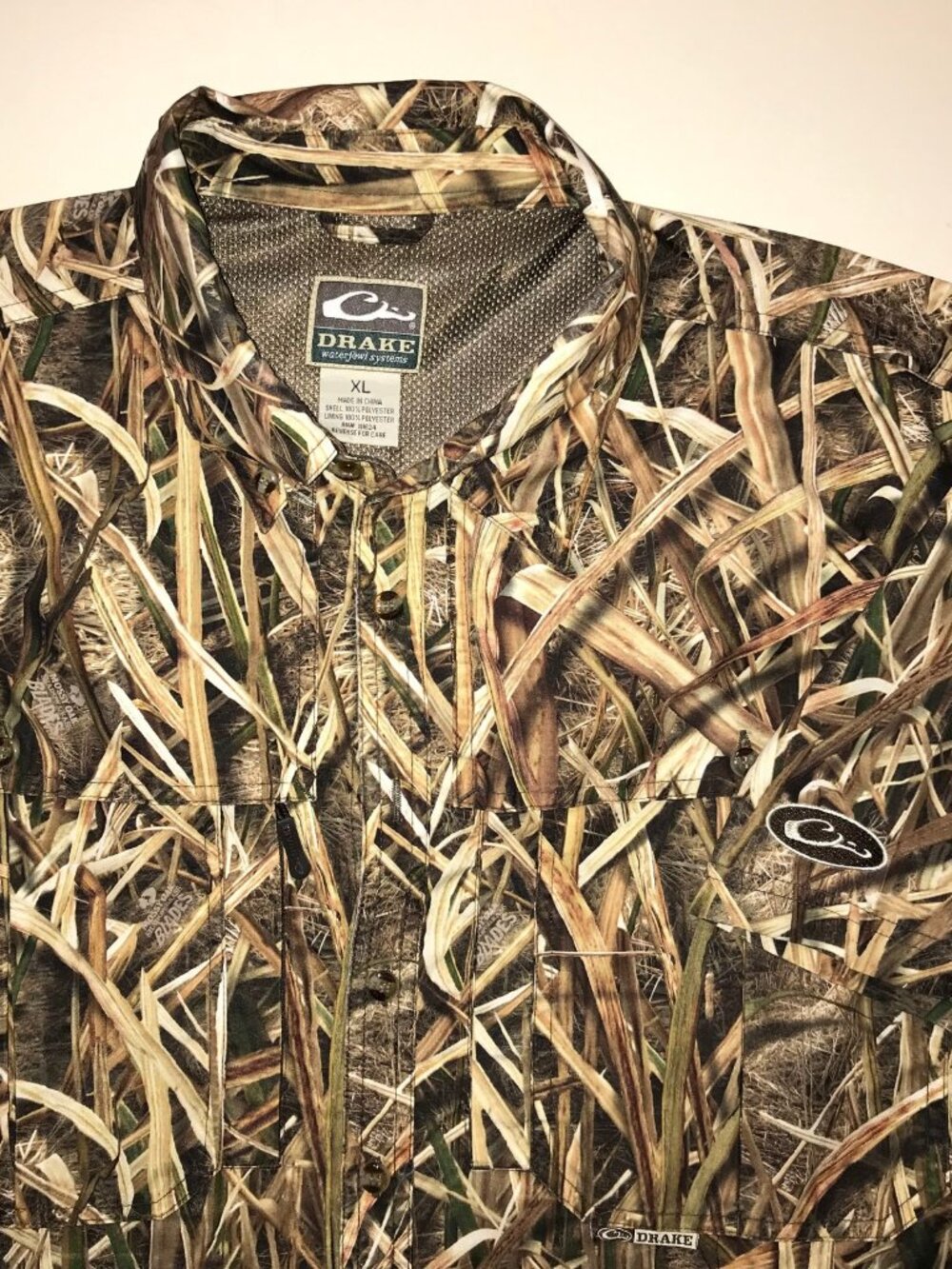 Men's Drake Waterfowl Wingshooter's Camo Short Sleeve Button Shirt-Size: XL